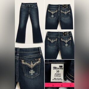 Miss Me Y2K Bootcut Jeans 30 JP8351C Kansas Flap Pocket Bling Embellished Denim